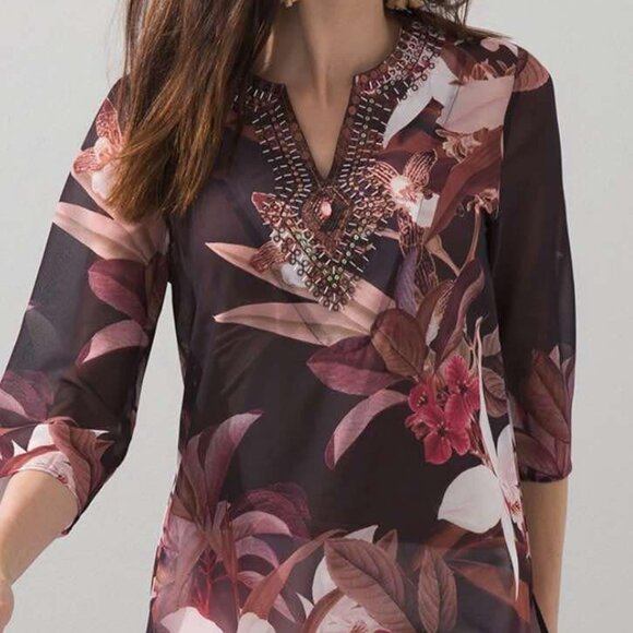 Chico’s - Embellished Floral Tunic - Picture 1 of 10